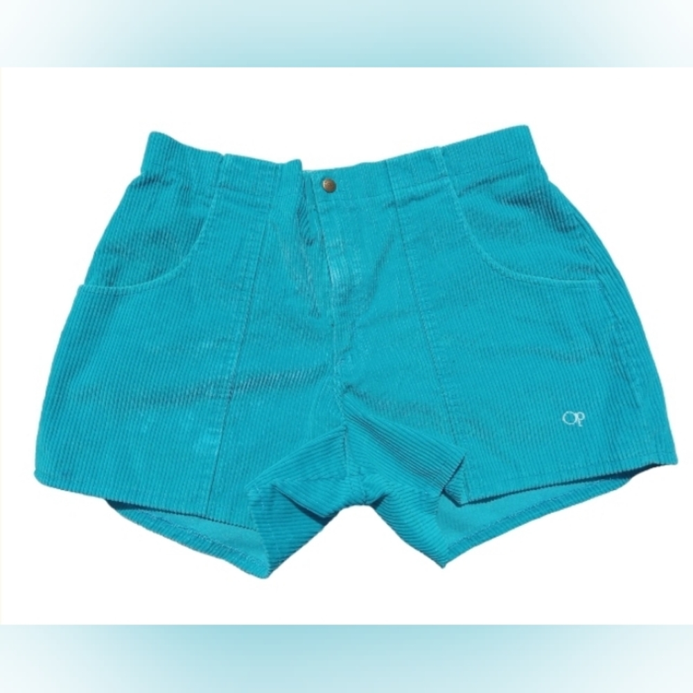 Vintage OP Longrider Corduroy Shorts Men's Size 32 Teal Dogtown Surf 80s 70s